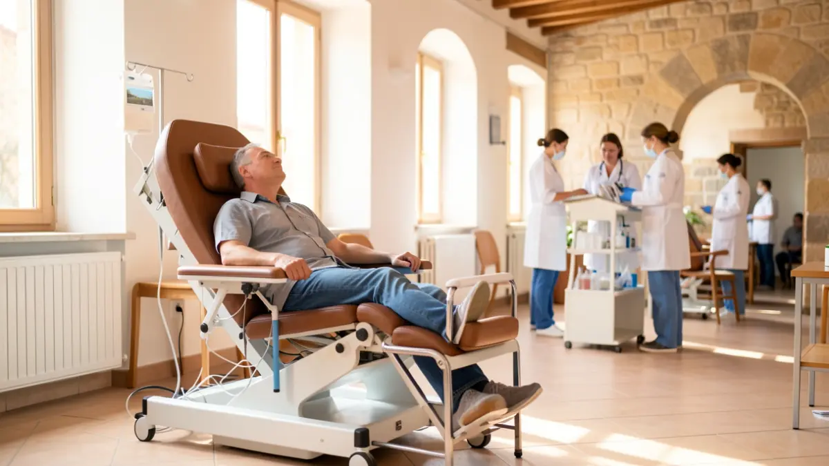 Imagen genérica de un punto de donación de sangre en un salón social.