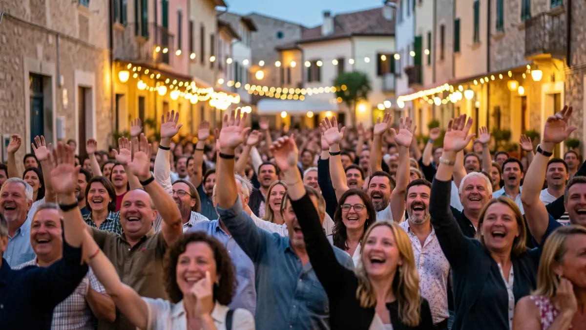 Imatge genèrica d'una multitud celebrant en una plaça mediterrània.