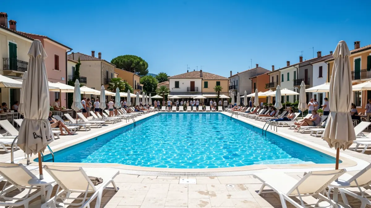 Generic image of an empty municipal swimming pool during a heatwave.