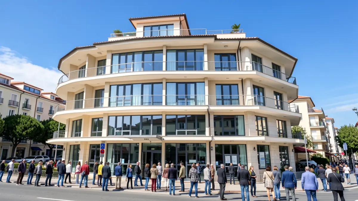 Imagen genérica de un edificio público moderno con balcones.