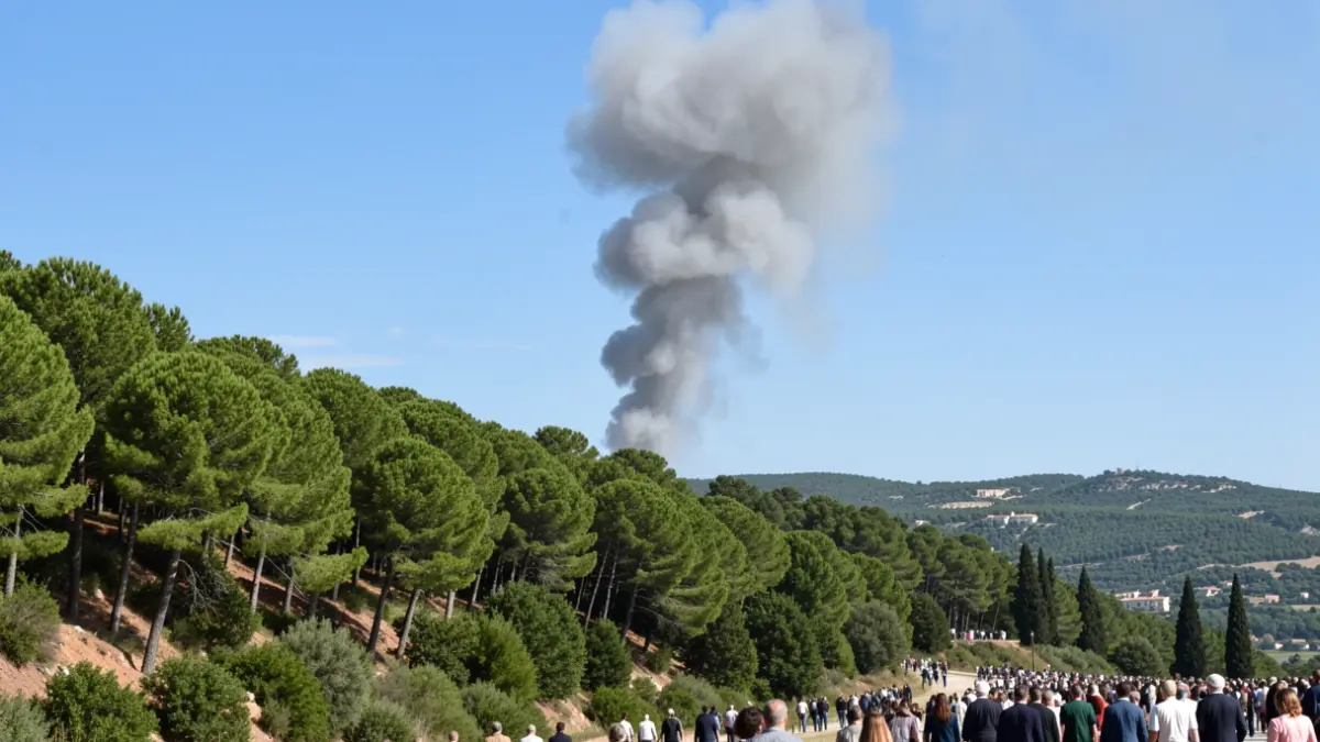 Imatge genèrica de fum sobre una zona forestal mediterrània.
