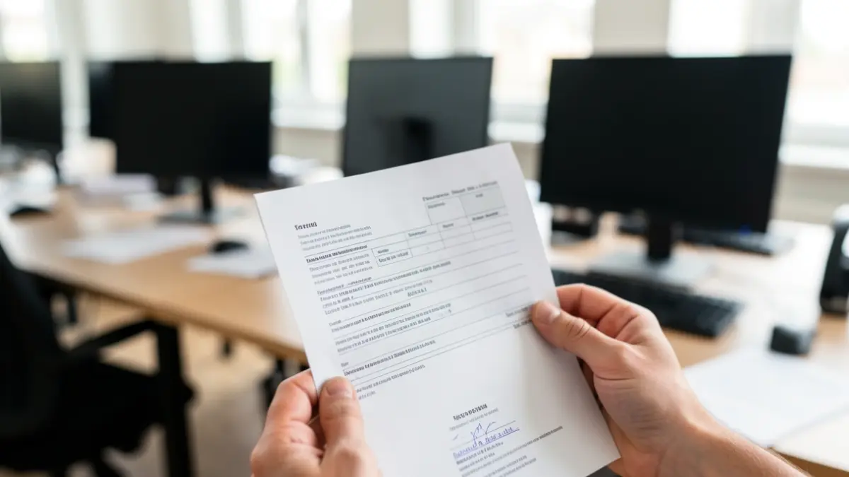 Generic image of a medical document and an office environment.