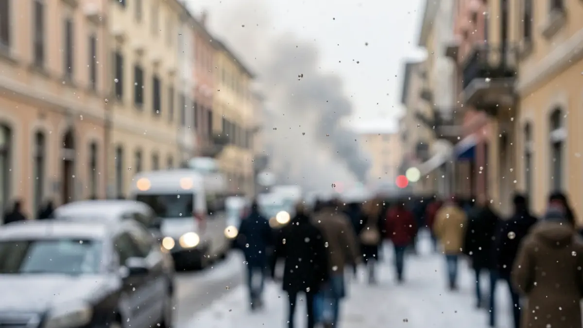 Generic image of pollutant particles in a city's air.