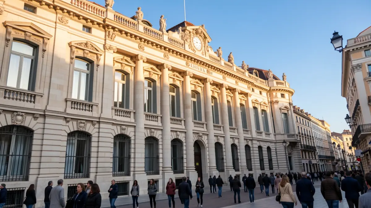 Imagen de la fachada de un edificio institucional en Valencia con luz de tarde.
