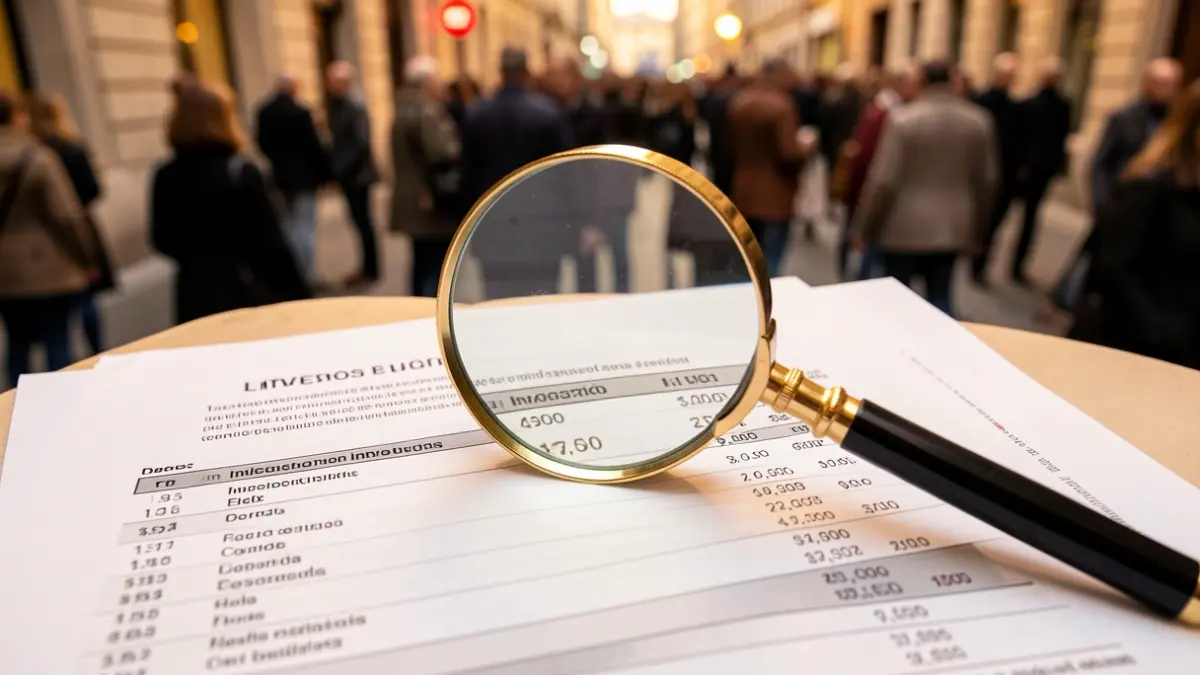 Generic image of a budget document with a magnifying glass over investment figures.