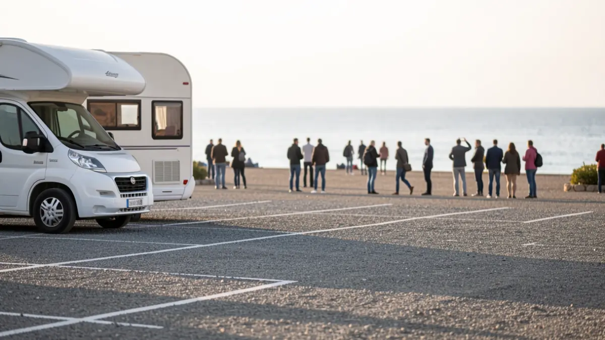 Imatge genèrica d'una àrea d'autocaravanes prop de la costa.
