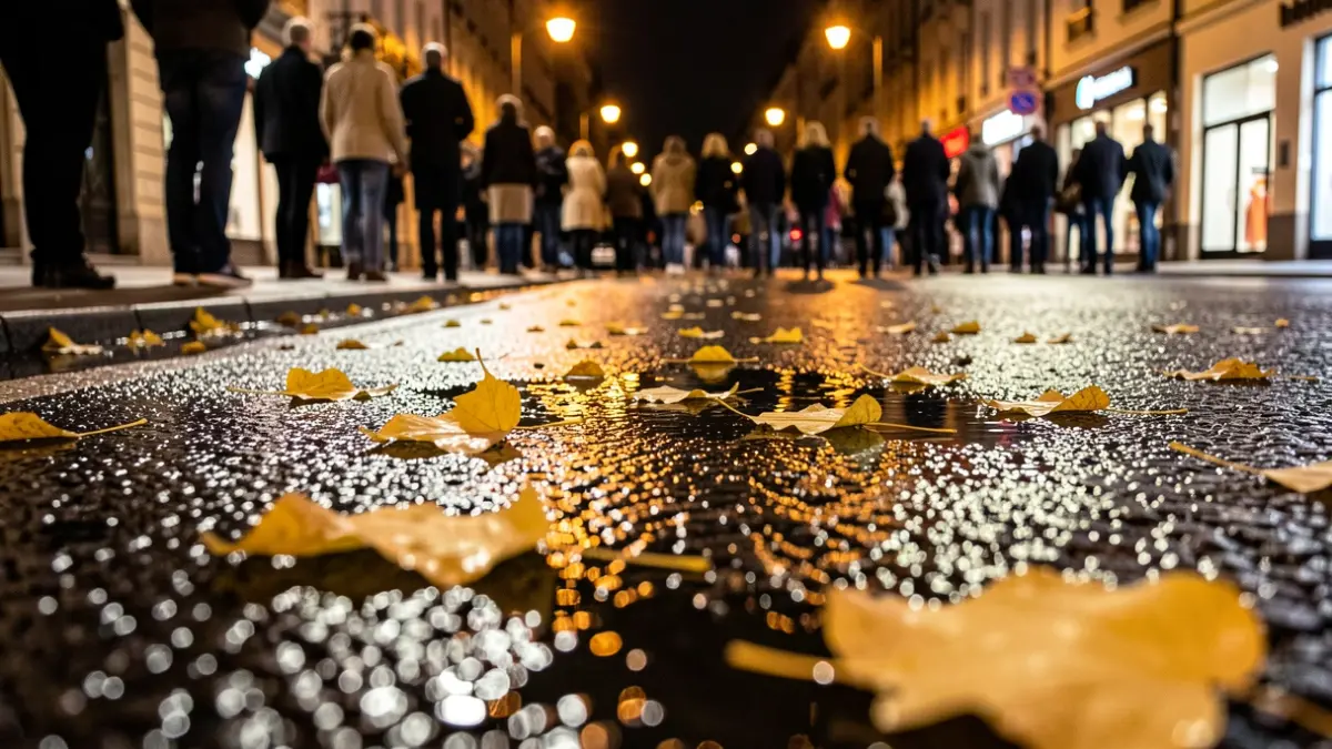 Imatge genèrica d'un carrer humit a la nit.