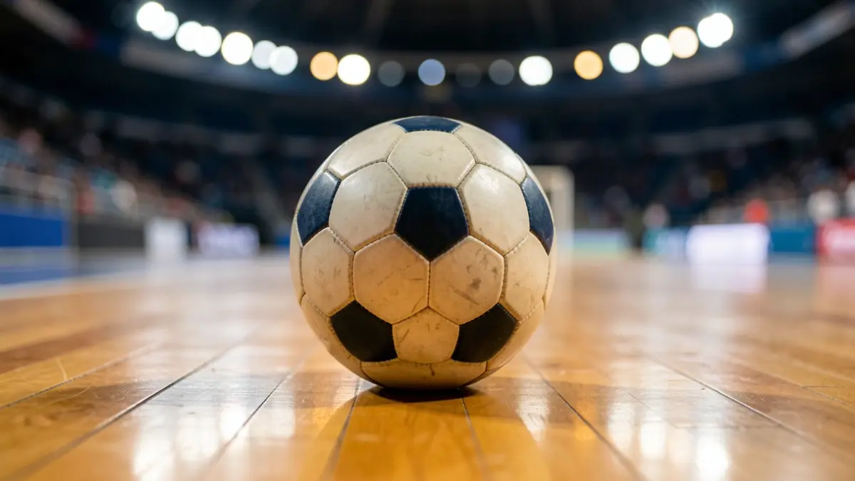 Imatge genèrica d'una pilota d'handbol en una pista esportiva.