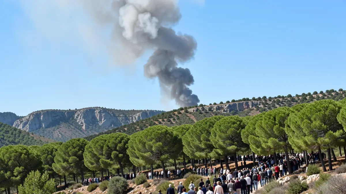 Imagen de la columna de humo provocada por el incendio forestal en la sierra de Espadán.