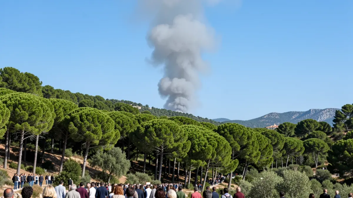 Imagen genérica de humo de incendio forestal sobre un paisaje mediterráneo.