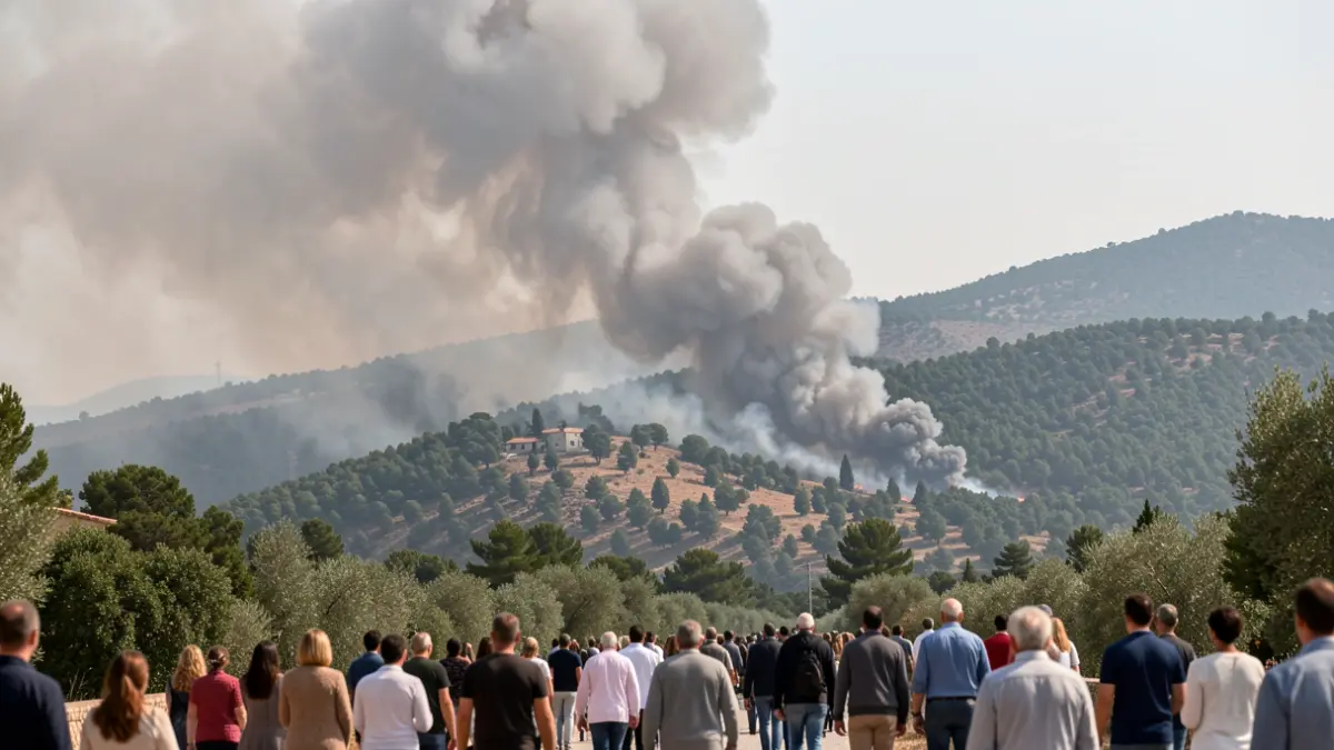 Imatge genèrica de fum dens provinent d'un incendi forestal en una muntanya mediterrània.