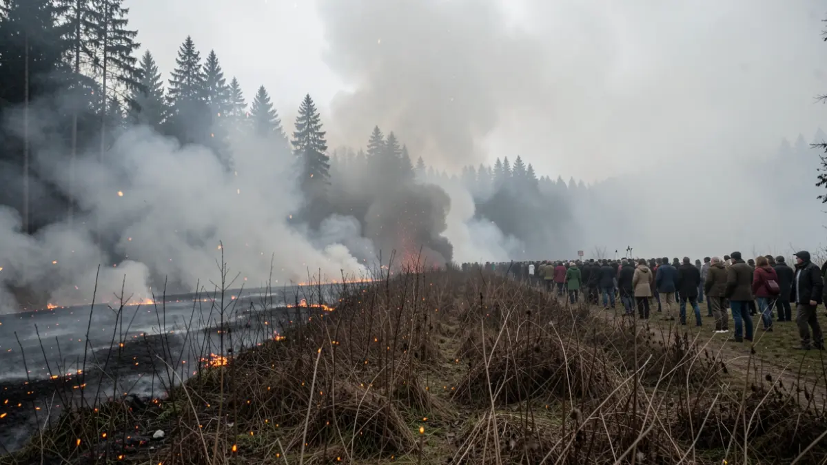 Generic image of a forest fire with dense smoke.