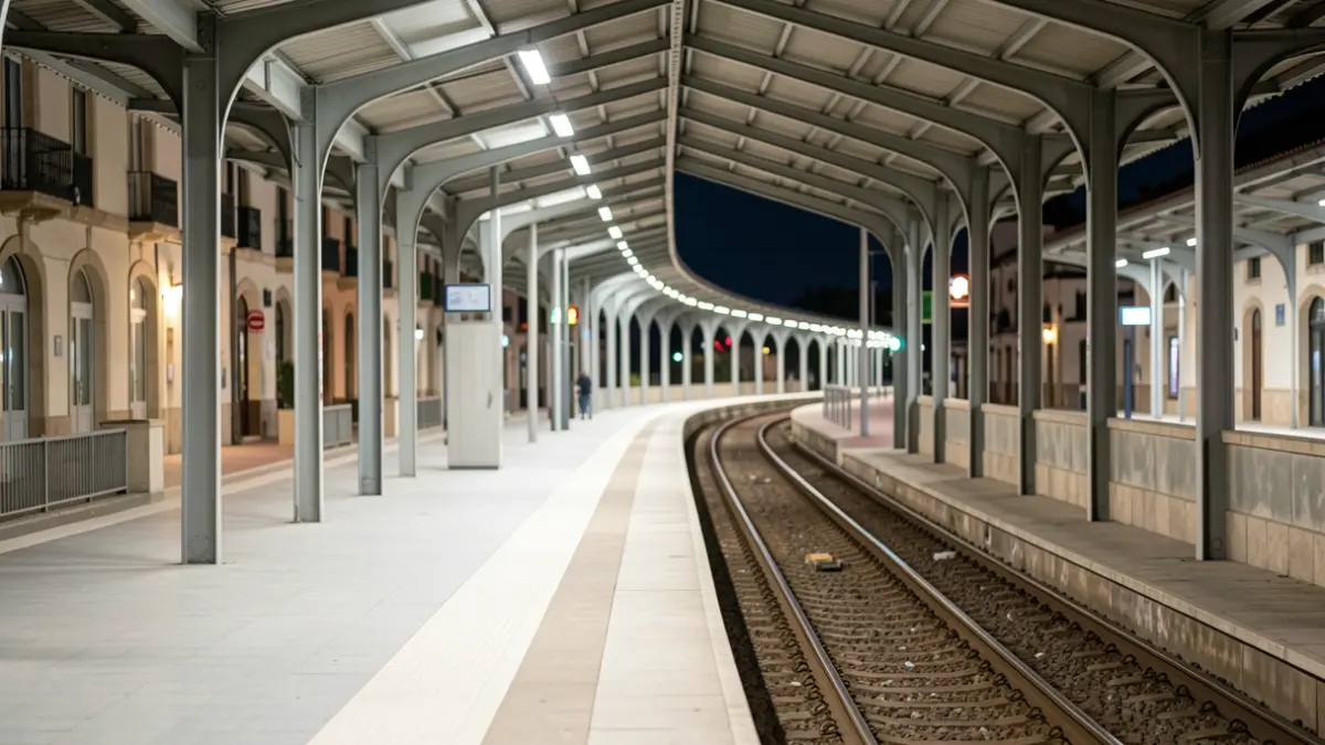 Imatge genèrica d'una andana de metro buida de nit.