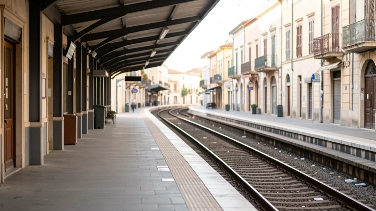 Generic image of an empty metro platform in daylight.