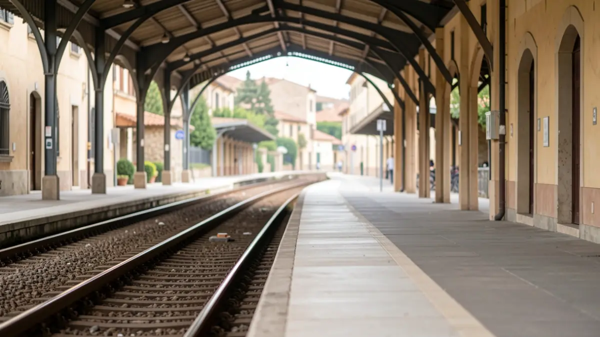 Imagen genérica de un andén ferroviario con vías que se pierden al fondo.