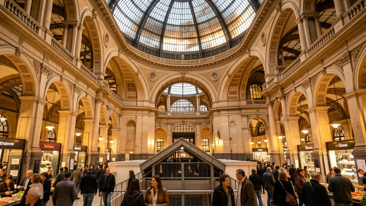 Imatge de l'interior del Mercat Central de València amb millores en la climatització.