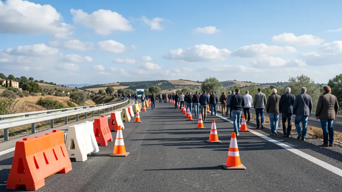Generic image of roads with construction and traffic signage.