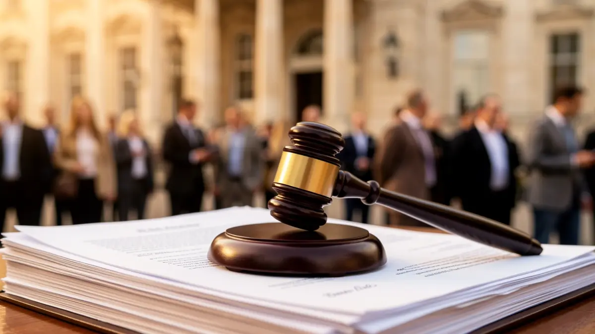 Imatge genèrica d'un martell de jutge sobre documents legals.