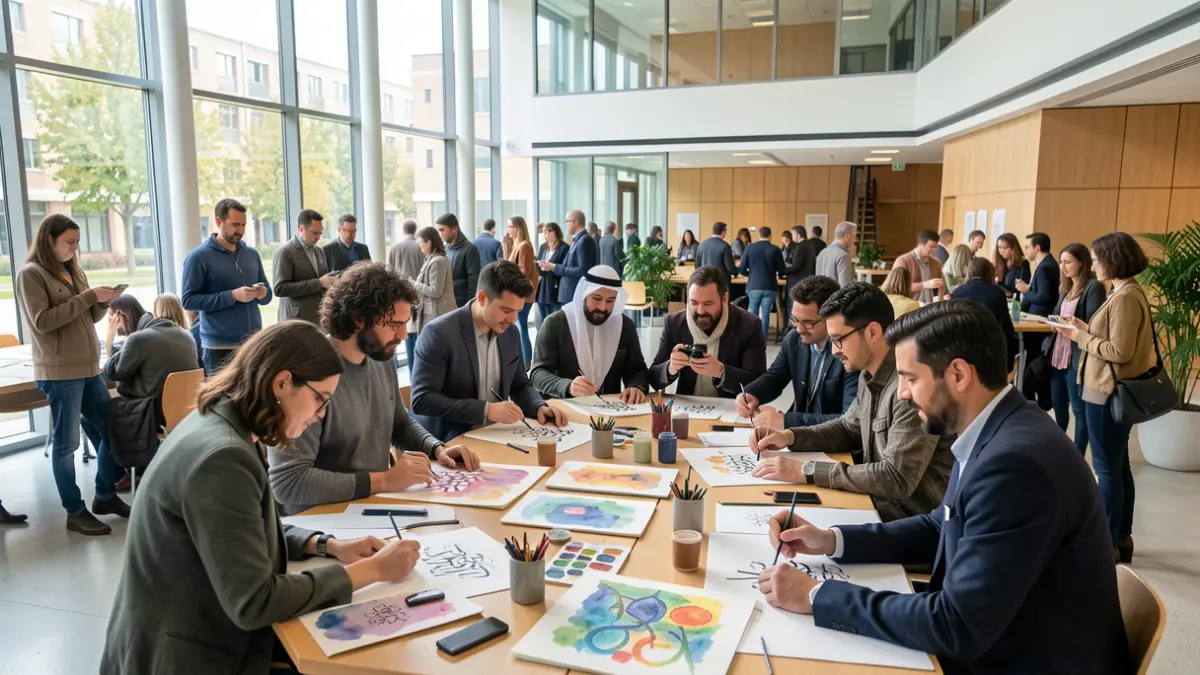 Imagen genérica de un taller de arte con artistas internacionales y locales.