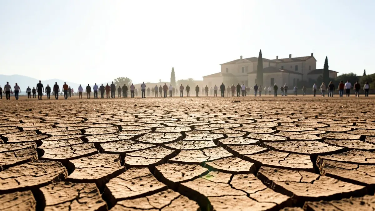 Imagen genérica de tierra seca y agrietada bajo un sol intenso, simbolizando calor extremo.