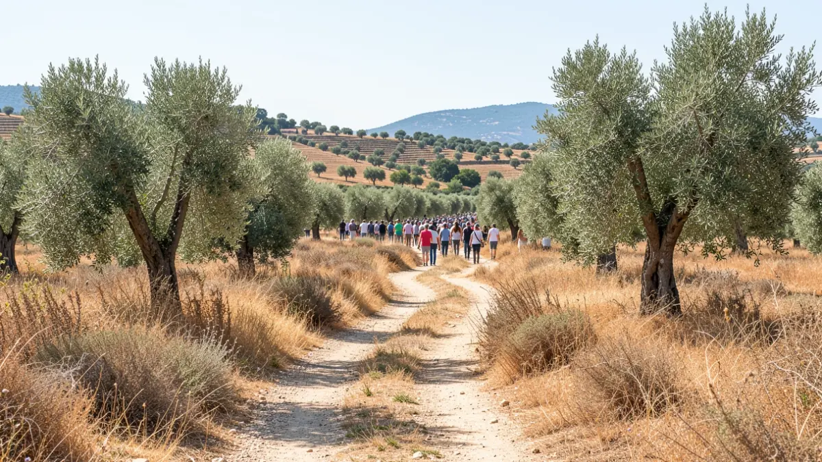 Imatge genèrica d'un camí rural en una zona agrícola mediterrània durant l'estiu.