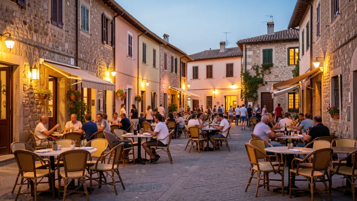 Imagen genérica de una plaza de pueblo valenciano con ambiente festivo.