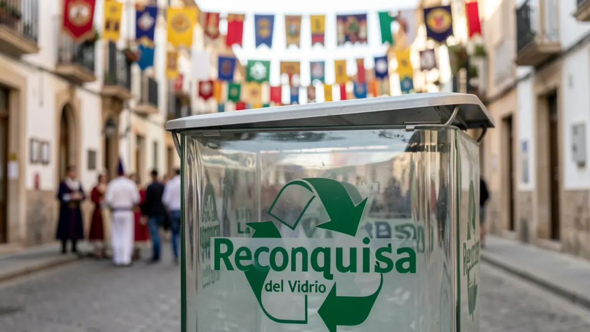 Imagen genérica de un contenedor de vidrio decorado para las fiestas de Moros y Cristianos en Orihuela.