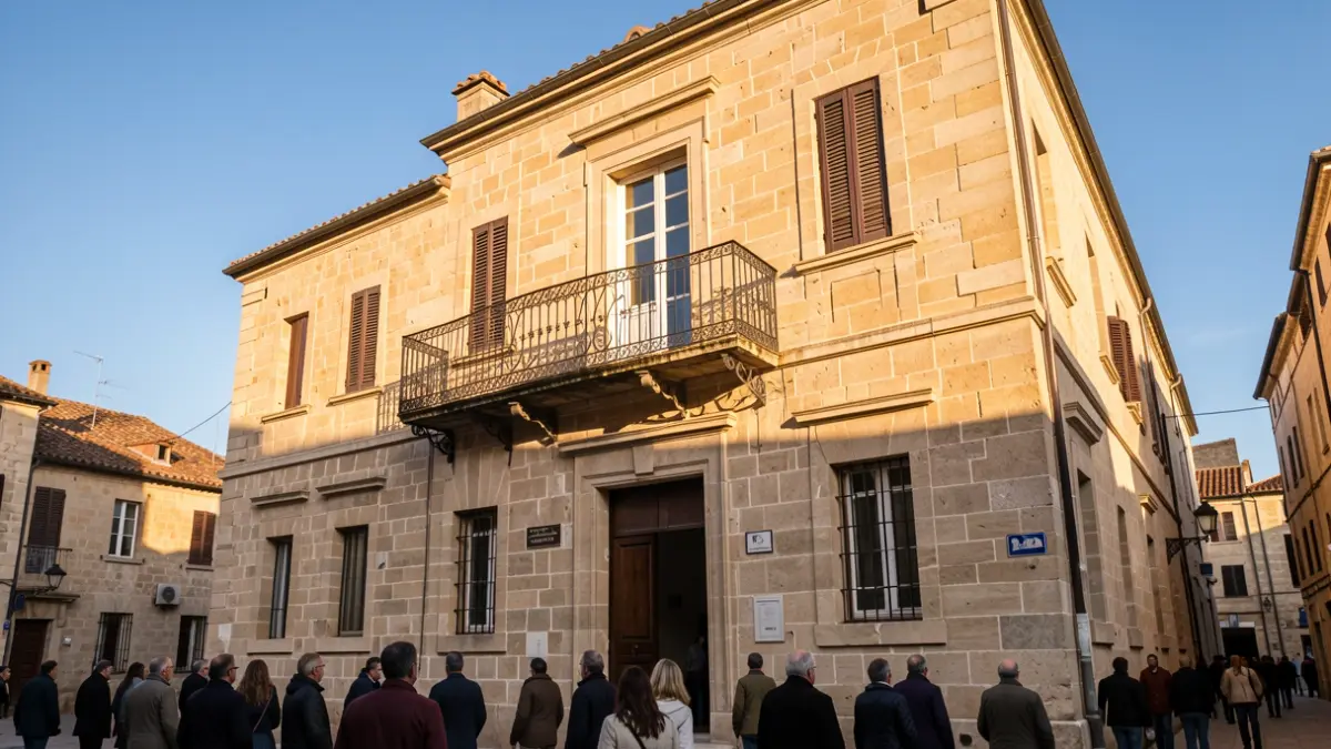 Façana de l'Ajuntament d'Orpesa en una vesprada assolellada.
