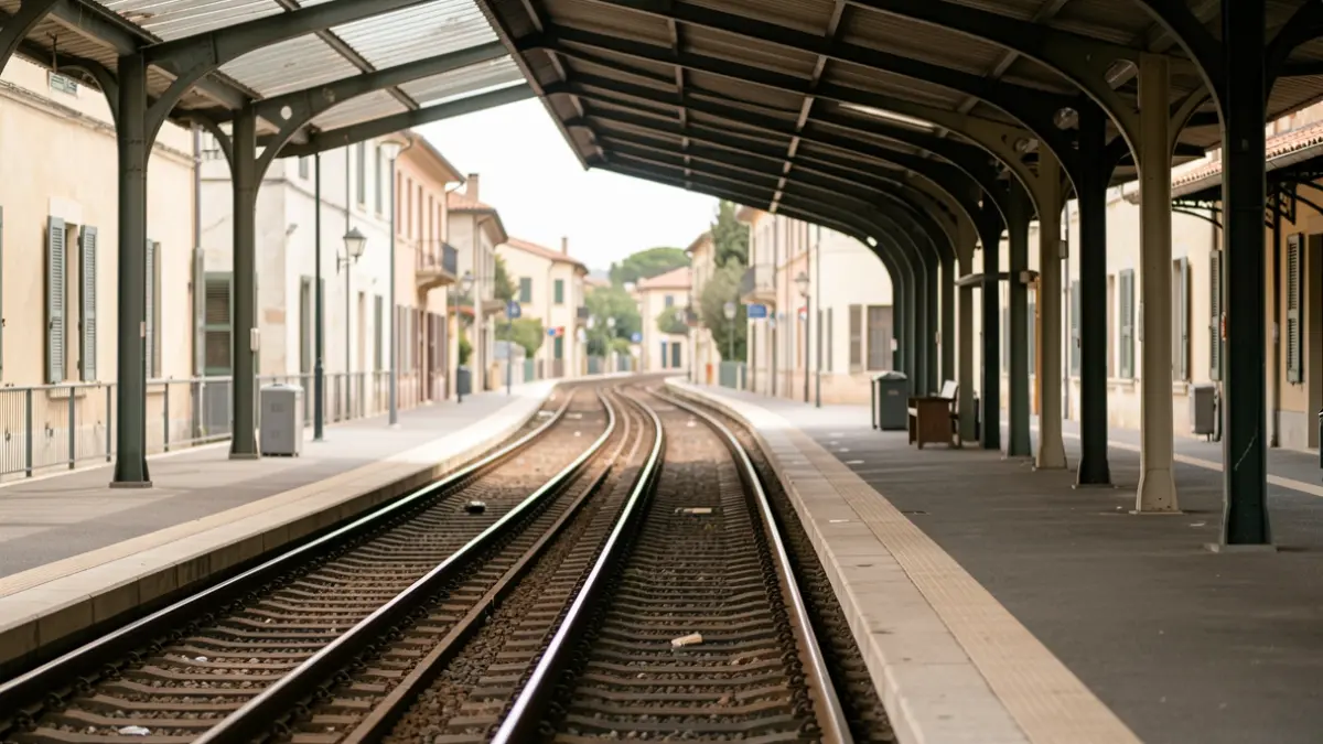 Imagen genérica de un andén ferroviario vacío en una ciudad mediterránea.