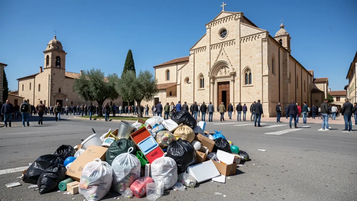 Generic image of an illegal dumping of junk next to a church.