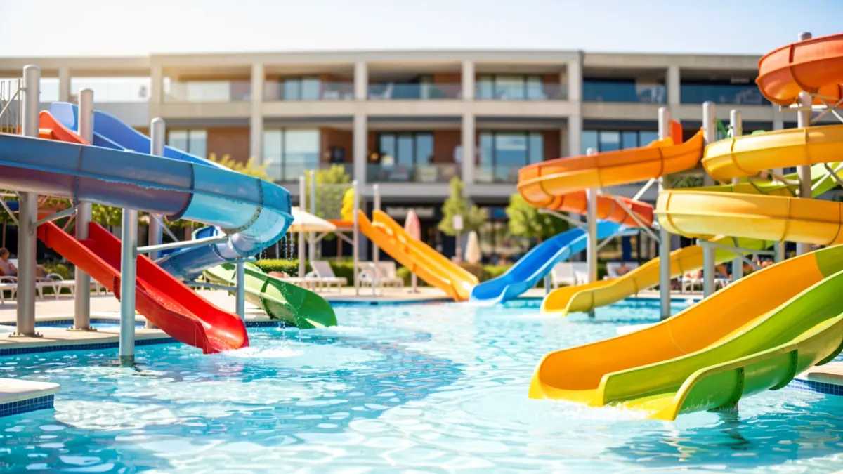Imagen genérica de un parque acuático con toboganes y piscinas.