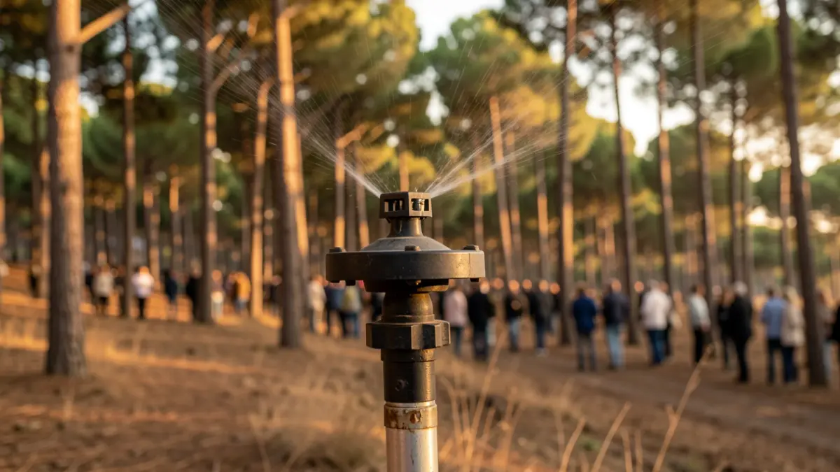 Generic image of a preventive irrigation system in a forest area.