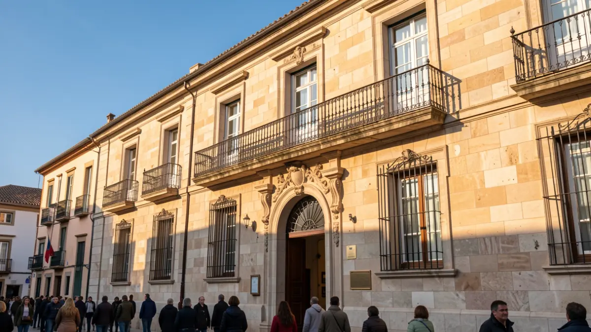 Imagen genérica de la fachada de un ayuntamiento valenciano con balcón y rejas de hierro, luz de tarde.