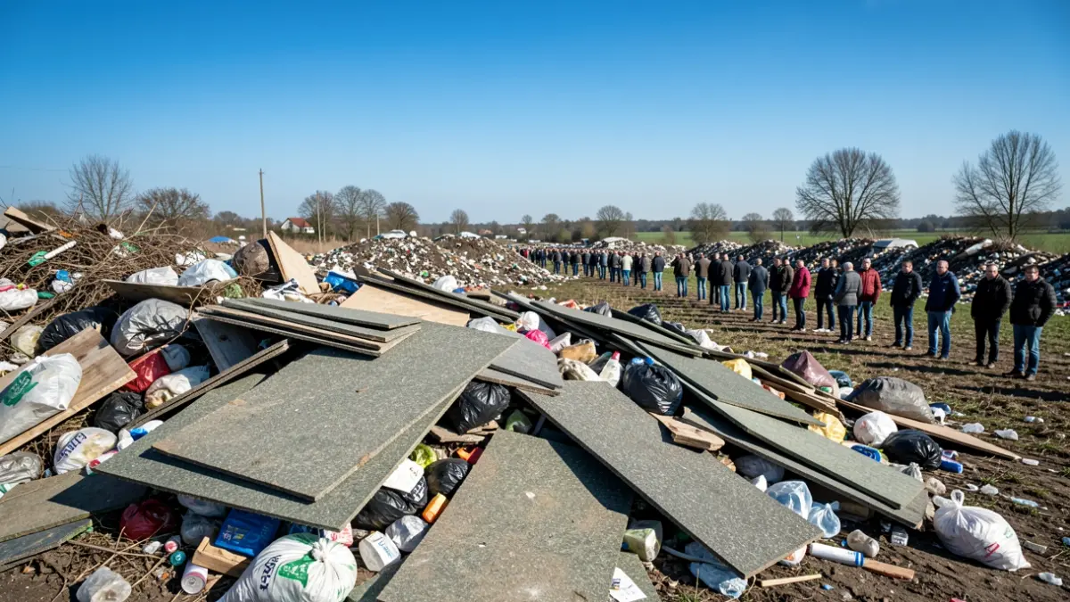 Generic image of an illegal landfill with hazardous waste.