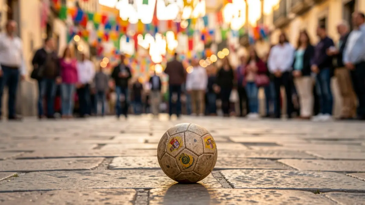 Imagen genérica de una pilota valenciana en una calle festiva.