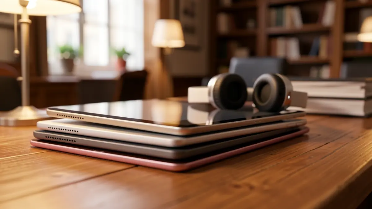 Generic image of electronic devices like tablets and headphones.