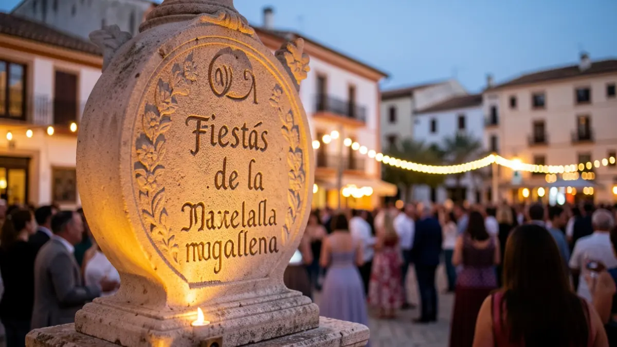 Imagen de una gaiata, monumento icónico de las Fiestas de la Magdalena de Castellón, iluminada durante una celebración.