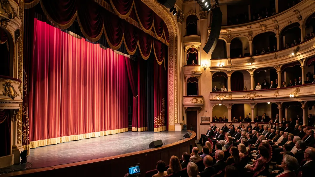 Imagen genérica de un escenario de ópera con iluminación dramática.