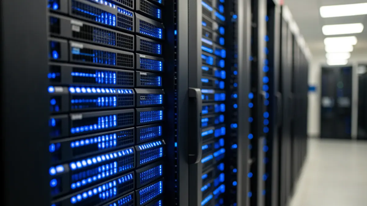 Generic image of computer servers in a data center.