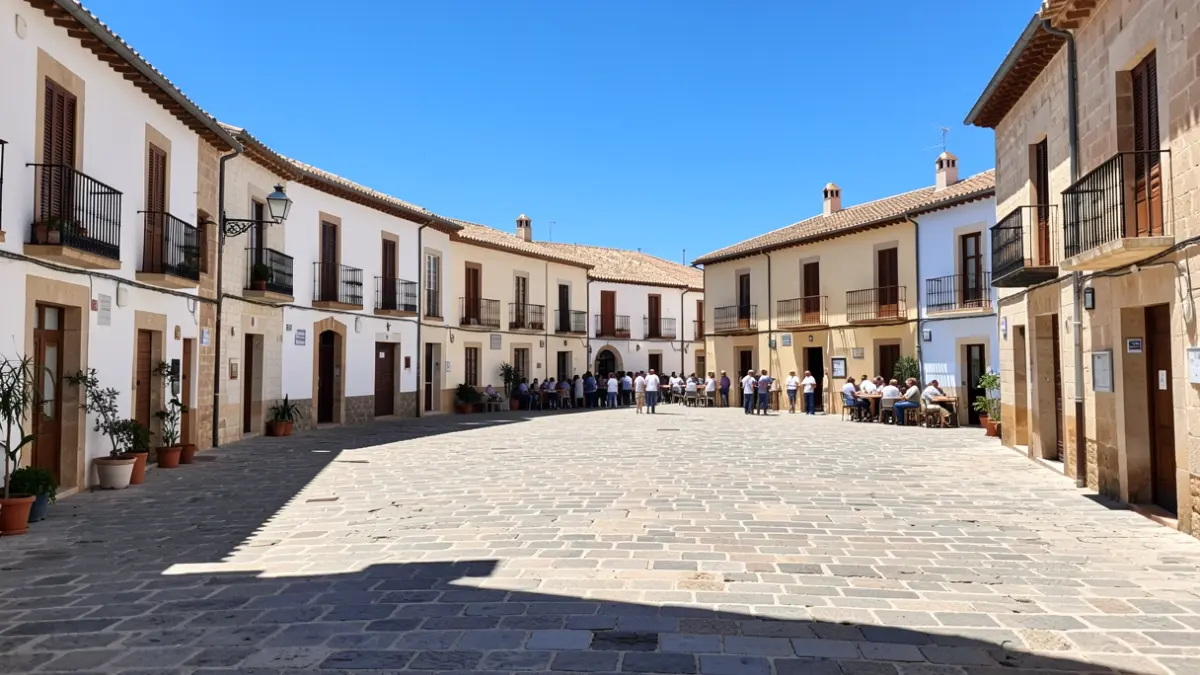 Generic image of a square in Requena on a sunny day.
