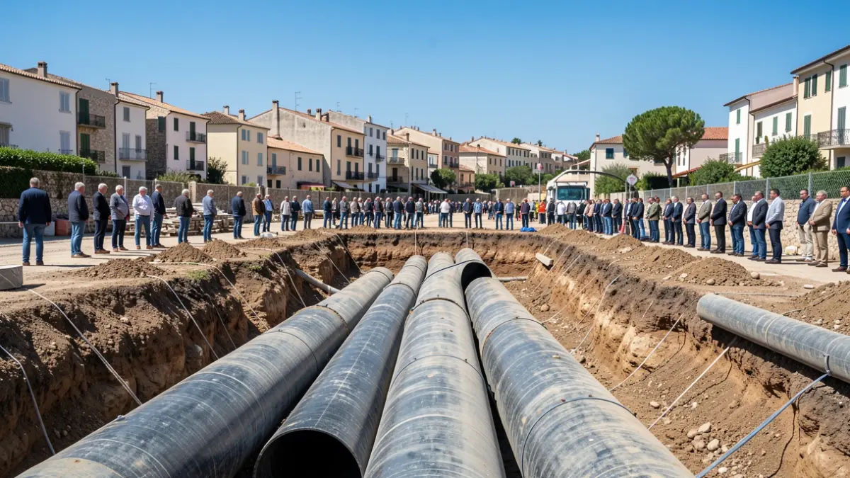 Imatge genèrica d'obres de construcció amb canonades subterrànies.