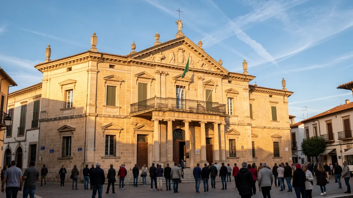 Facade of the Sagunt Town Hall in afternoon sunlight.