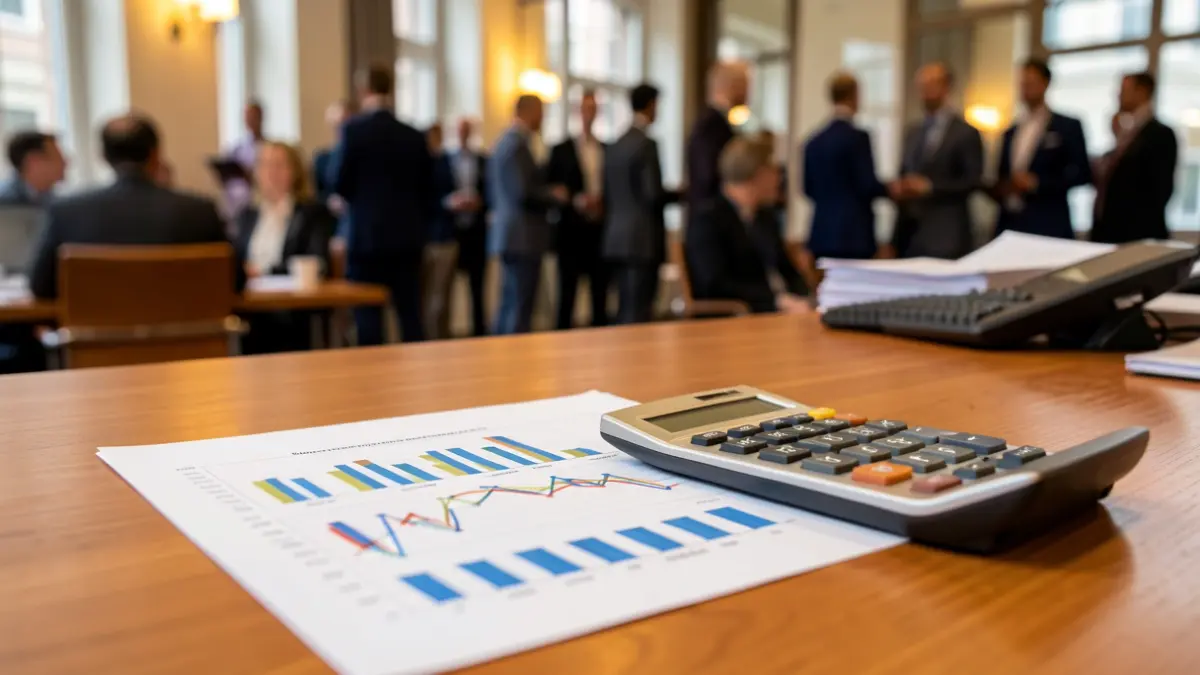 Generic image of an office desk with financial documents and a calculator.