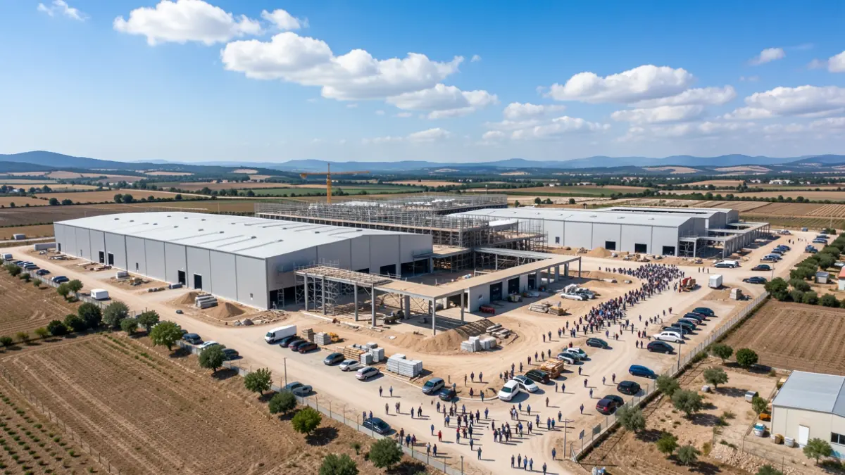Generic image of an industrial park under construction on the Mediterranean coast.