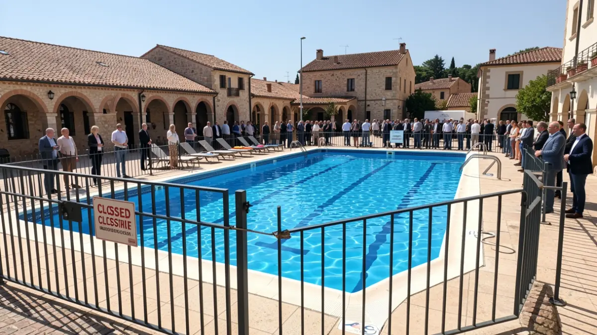 Imatge genèrica d'una piscina municipal tancada.