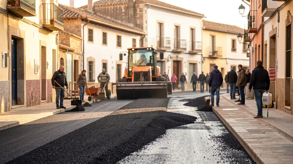 Imatge genèrica d'obres d'asfaltat en una ciutat valenciana.
