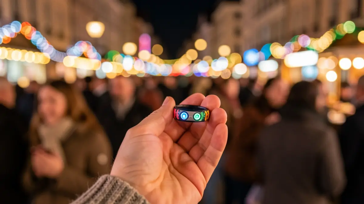 Generic image of a hand holding a substance detecting bracelet.