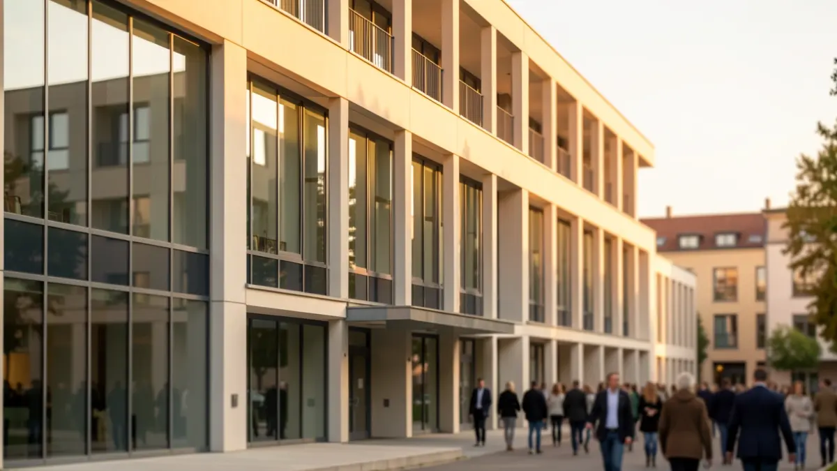 Edifici institucional on es desenvolupen activitats acadèmiques i de recerca en un entorn urbà.