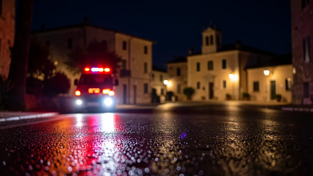 Generic image of emergency lights in an urban environment at night.