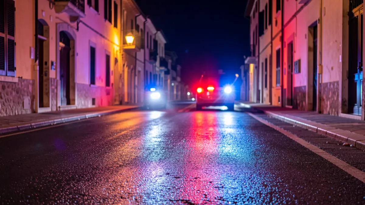 Imagen genérica de luces de emergencia reflejadas en el asfalto.